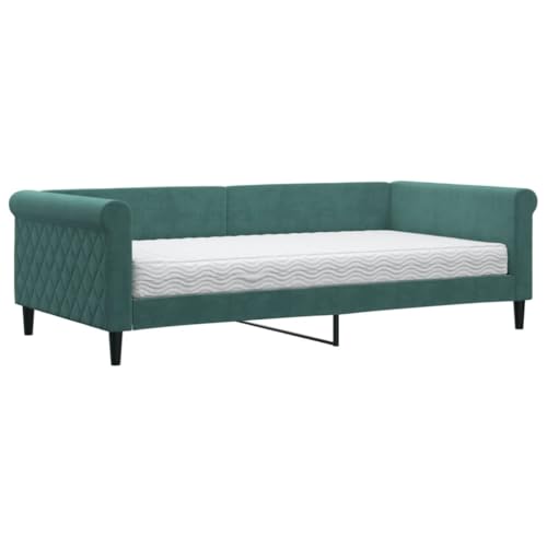 Generico Kangqiling Schlafsofa mit Matratze dunkelgrün 100 x 200 cm aus Samt, grün, 3197756 von Generisch