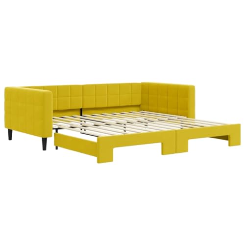 Generico Kangqiling Schlafsofa mit ausziehbarem Bett, Gelb, 100 x 200 cm, aus Samt, Gelb, 3196703 von Generisch