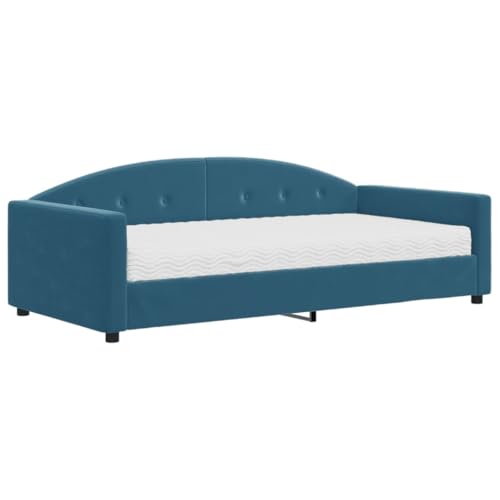 Generico Kangqiling Schlafsofa mit blauer Matratze 100 x 200 cm aus Samt, Blau, 3197283 von Generisch