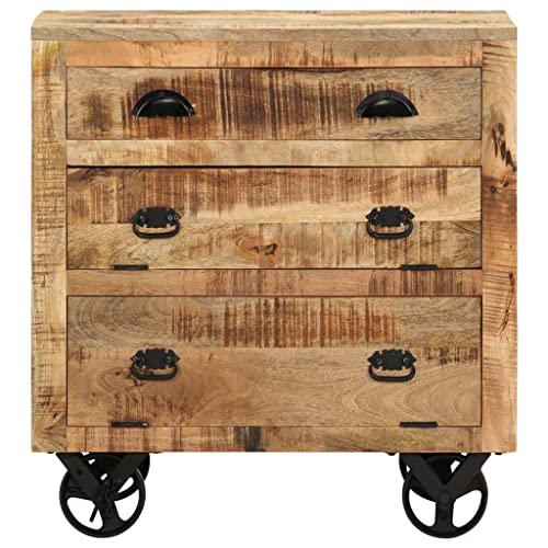 Generico Kangqiling Schrank mit Rädern, 70 x 40 x 75 cm, aus massivem Mangoholz, Braun, 285829 von Generisch