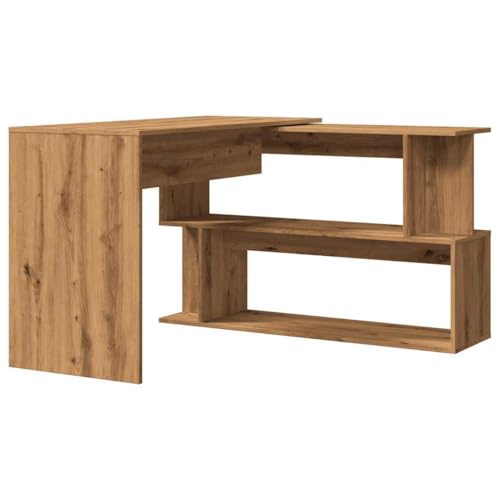 Generico Kangqiling Schreibtisch Ecke Eiche Handwerk 200,5 x 50 x 76 cm Spanplatte, Braun, 855957 von Generisch
