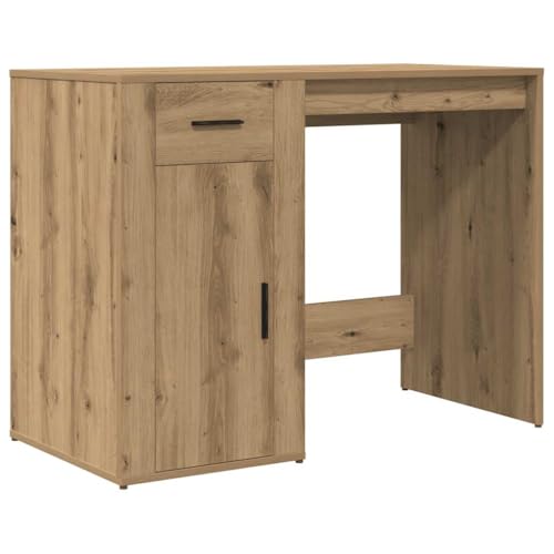 Generico Kangqiling Schreibtisch Eiche Handwerk 100 x 49 x 75 cm aus mehrschichtigem Holz, Braun, 857100 von Generisch