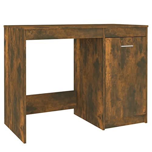 Generico Kangqiling Schreibtisch Eiche Rauchgrau 100 x 50 x 76 cm aus mehrschichtigem Holz, Braun, 815486 von Generisch