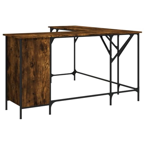 Generico Kangqiling Schreibtisch Eiche Rauchgrau 141 x 141 x 75 cm aus mehrschichtigem Holz, Braun, 837599 von Generisch