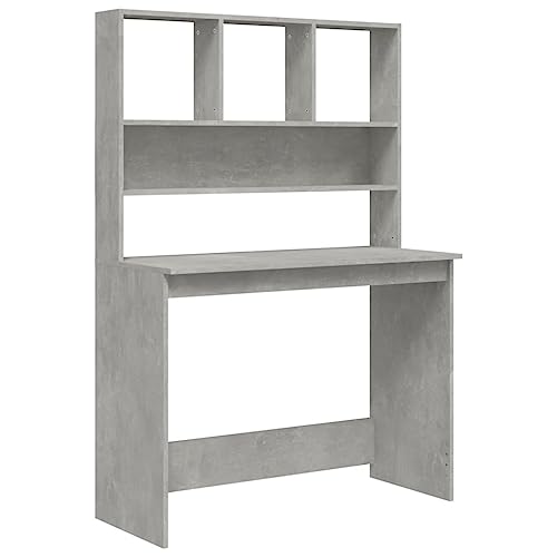 Generico Kangqiling Schreibtisch Regale Grau Beton 102 x 45 x 148 cm Holz mehrschichtig, Grau, 823004 von Generisch