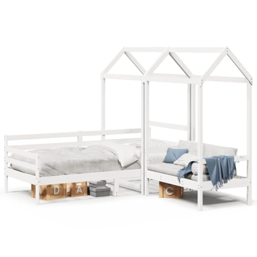 Generico Kangqiling Set Dormeuse und Bank mit Dach 90 x 200 cm, Massivholz, Kiefer, 3282209 von Generisch