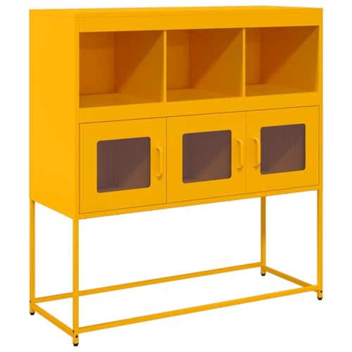 Generico Kangqiling Sideboard Senf 100,5 x 39 x 107 cm kaltgewalzter Stahl, Gelb, 853419 von Generisch