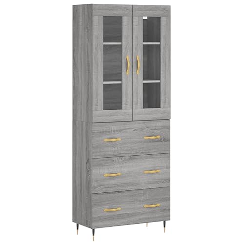 Generico Kangqiling Sideboard Sideboard Grau Sonoma 69,5 x 34 x 180 cm aus mehrschichtigem Holz, grau, 3198391 von Generisch