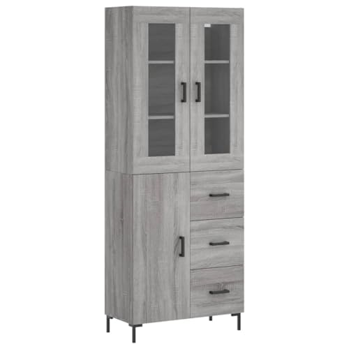 Generico Kangqiling Sideboard Sideboard Grau Sonoma 69,5 x 34 x 180 cm aus mehrschichtigem Holz, grau, 3198471 von Generisch
