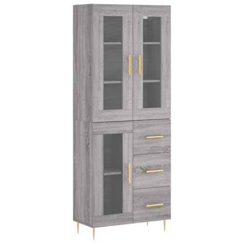 Generico Kangqiling Sideboard Sideboard Grau Sonoma 69,5 x 34 x 180 cm aus mehrschichtigem Holz, grau, 3198591 von Generisch