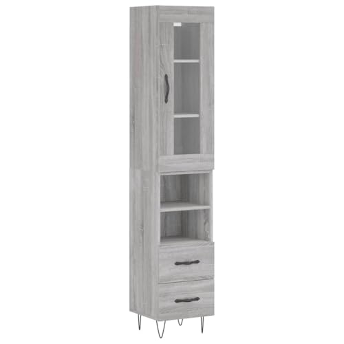 Generico Kangqiling Sideboard Sideboard Sideboard Grau 34,5 x 34 x 180 cm aus mehrschichtigem Holz, grau, 3199335 von Generisch