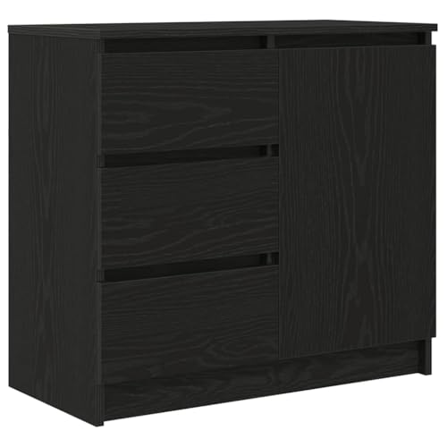 Generico Kangqiling Sideboard mit Schublade Eiche Schwarz 71 x 35 x 65 cm Mehrschichtholz, Schwarz, 861572 von Generisch