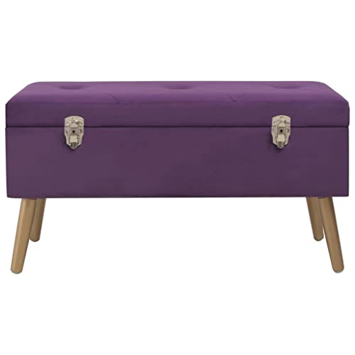 Generico Kangqiling Sitzbank mit Stauraum 80 cm Violett aus Samt, violett, 329931 von Generisch