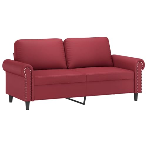Generico Kangqiling Sofa 2-Sitzer Weinrot 140 cm aus Kunstleder, rot, 359507 von Generisch
