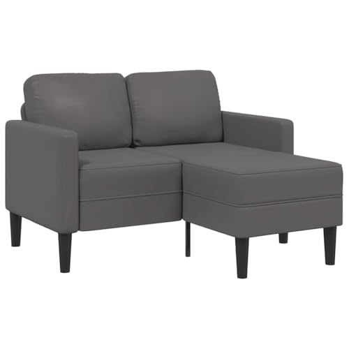 Generico Kangqiling Sofa 2-Sitzer mit Chaiselongue L-förmig grau 125 cm aus Kunstleder, grau, 4107085 von Generisch
