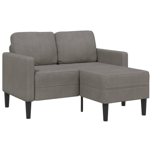 Generico Kangqiling Sofa 2-Sitzer mit Chaiselongue in L-Form hellgrau 125 cm Leinen, grau, 4107076 von Generisch