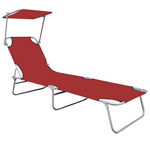 Generico Kangqiling Sonnenliege klappbar mit Baldachin Aluminium rot, rot, 47771 von Generisch