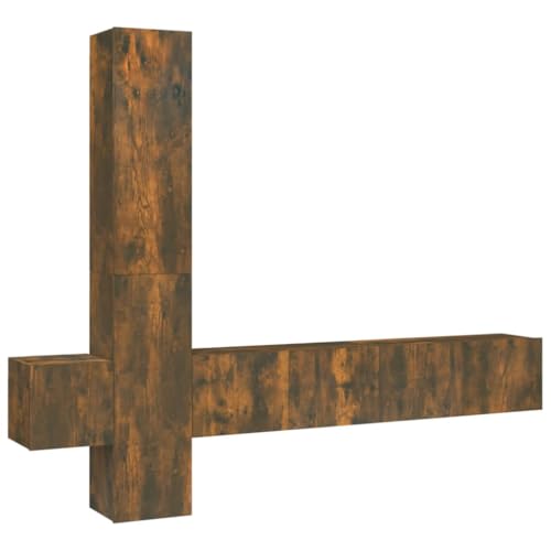 Generico Kangqiling TV-Möbel-Set 5-teilig Eiche Rauch aus mehrschichtigem Holz, Braun, 3114251 von Generisch