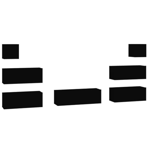 Generico Kangqiling TV-Möbel-Set 7-teilig schwarz aus mehrschichtigem Holz, Schwarz, 3114543 von Generisch