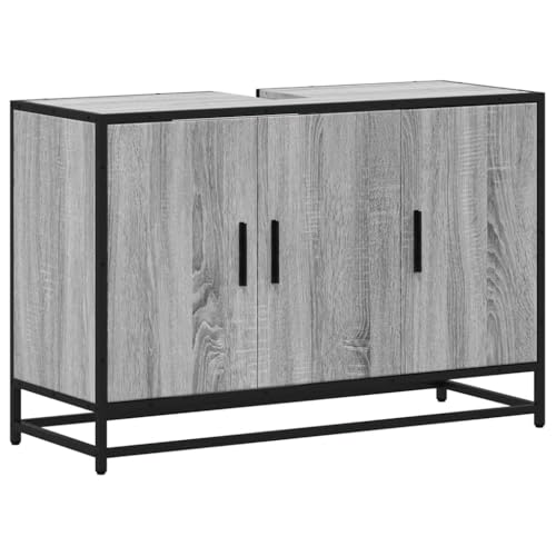 Generico Kangqiling Waschbeckenunterschrank für Badezimmer, Sonoma-Grau, 90 x 33 x 60 cm, Holz, mehrschichtig, grau, 849272 Generico Kangqiling Waschbeckenunterschrank für Badezimmer, Sonoma-Grau, 90 x 33 x 60 cm, Holz, mehrschichtig, grau, 849272 von Generisch