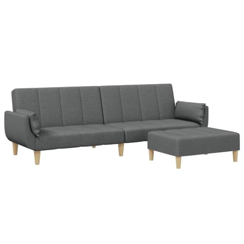 Generico Kangqiling3258142 2-Sitzer-Sofa mit Fußhocker, dunkelgrau, aus Stoff von Generisch