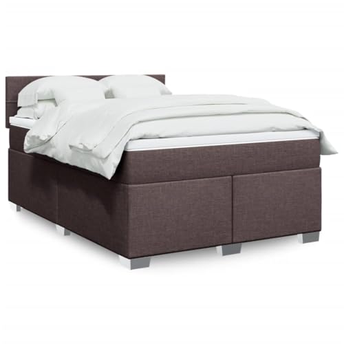 Generico Kangqiling3288242 Bettgestell mit Federkernmatratze Dunkelbraun 160 x 200 cm Stoff von Generisch