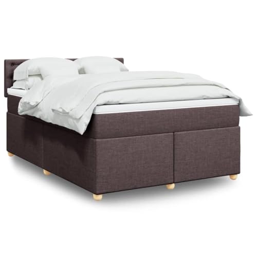 Generico Kangqiling3289048 Bettgestell mit Federkernmatratze Dunkelbraun 160 x 200 cm Stoff von Generisch