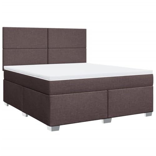 Generico Kangqiling3290563 Bettgestell mit Federkernmatratze Dunkelbraun 180 x 200 cm Stoff von Generisch