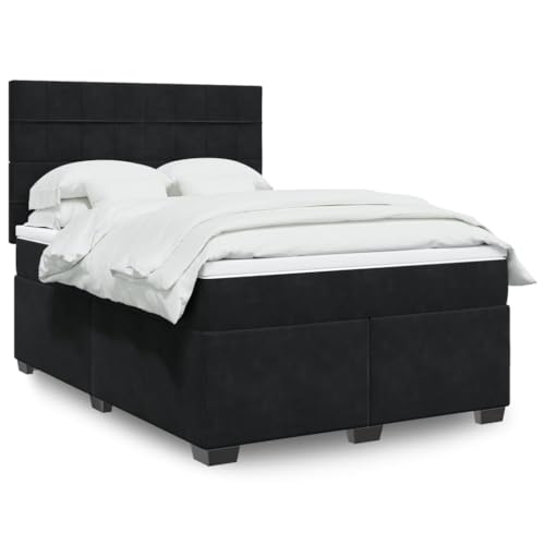 Generico Kangqiling3290932 Bettgestell mit Federkernmatratze Schwarz 140 x 200 cm aus Samt von Generisch