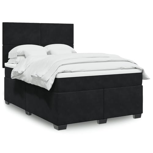 Generico Kangqiling3290950 Bettgestell mit Federkernmatratze Schwarz 160 x 200 cm aus Samt von Generisch