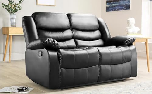 Generico Ledersofa mit Getränkehalter, 3 + 2, schwarz, 3-Sitzer, 2-Sitzer (2-Sitzer) von Generisch
