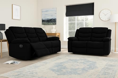 Generico Liegesofa aus Stoff mit Getränkehalter, 3 + 2-Sitzer, schwarz (3 + 2-Sitzer) (3 + 2-Sitzer) von Generisch