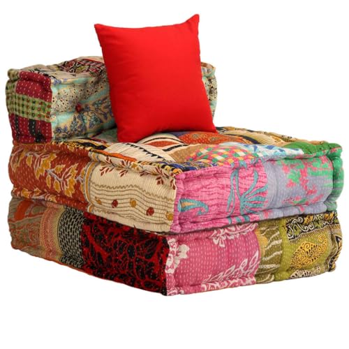 Generico Modularer Sitzsack mit 3 Sitzplätzen aus Patchwork-Stoff, kangqiling244983 von Generisch