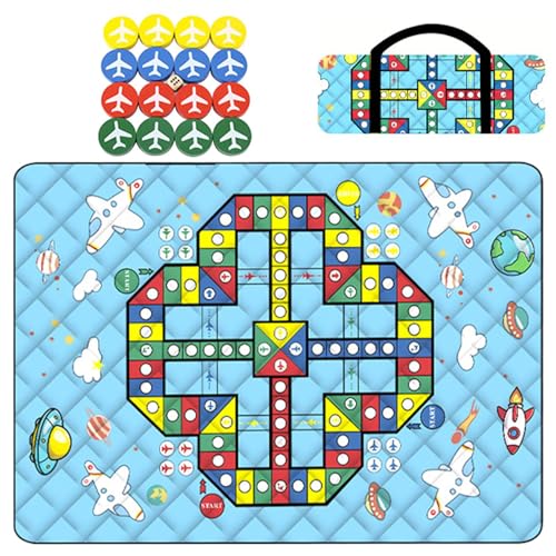 Generico Outdoor-Spielteppich – wasserdichte Picknickdecke mit Schachfiguren | tragbar und faltbar mit 3 Schichten für Familien-Brettspiel und Krabbelteppich von Generisch