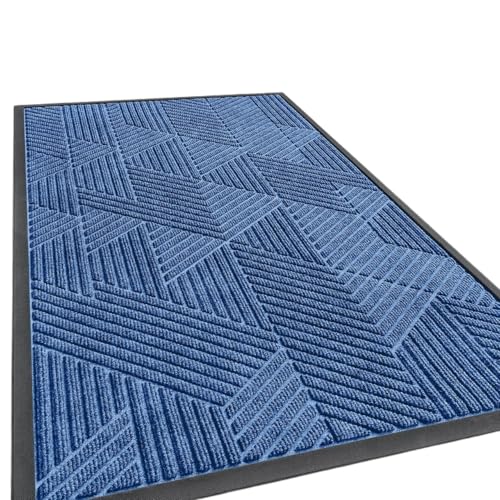 Generico Unregelmäßige dreieckige Fußmatte, saugfähige Fußmatte mit rutschfester Gummirückseite, wasserdichter Schmutzfang für den Innenbereich, orientalisches Streifen-Design (Blau-1,43,3 x 75 cm) Generico Unregelmäßige dreieckige Fußmatte, saugfähige Fußmatte mit rutschfester Gummirückseite, wasserdichter Schmutzfang für den Innenbereich, orientalisches Streifen-Design (Blau-1,43,3 x 75 cm) von Generisch