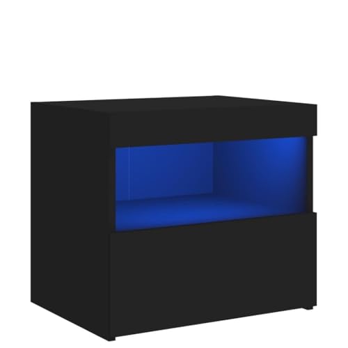 Generico kangqiling 836765 Nachttisch mit LED-Lichtern, schwarz, 50 x 40 x 45 cm, Schwarz von Generisch