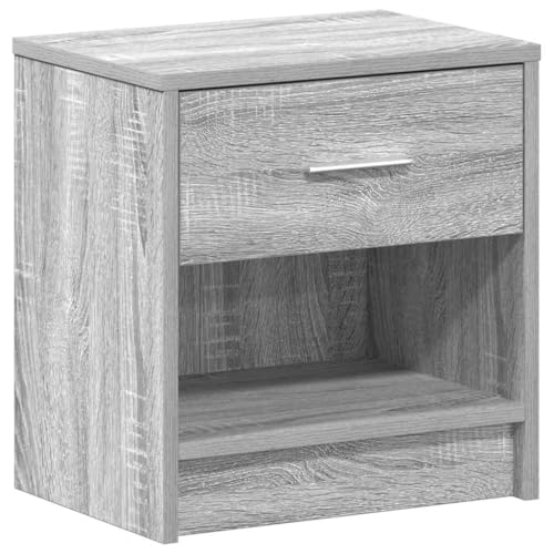 Generico kangqiling 858759 Nachttisch mit Schublade, Sonoma-Grau, 39 x 28 x 41 cm, Schwarz von Generisch