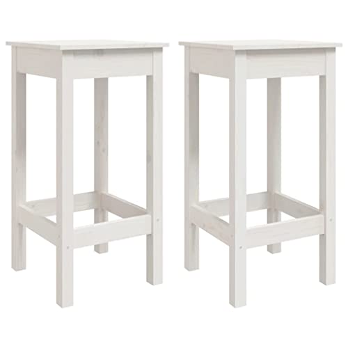 Generico kangqiling Barhocker 2 Stück Weiß 40x40x78 cm Kiefer Massivholz, 822138 von Generisch