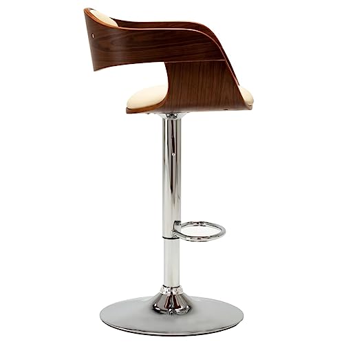 Generico kangqiling Barhocker Creme aus gefaltetem Holz und Kunstleder, creme, 283118 von Generisch