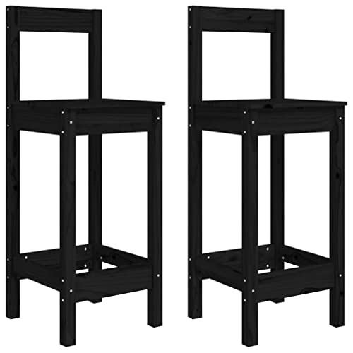 Generico kangqiling Barstühle 2 Stück Schwarz 40 x 41,5 x 112 cm Massivholz Kiefer Schwarz, 822146 von Generisch