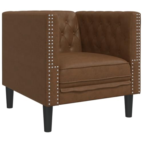 Generico kangqiling Chesterfield-Sessel braun aus Wildlederimitat, Braun, 372682 von Generisch