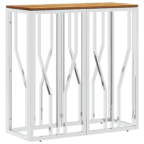 Generico kangqiling Couchtisch Silber aus Edelstahl und massivem Akazienholz, Silber, 350039 von Generisch