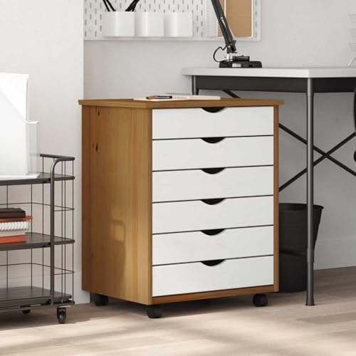 Generico kangqiling Drehbarer Schrank mit Schubladen MOSS Bernstein Massivholz Kiefer, Braun, 4015785 von Generisch