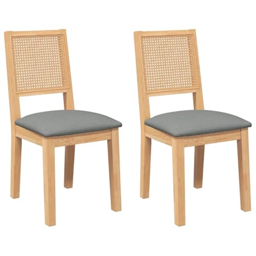 Generico kangqiling Esszimmerstühle mit Kissen 2 Stück aus Massivholz von Hevea, Braun, 4102480 von Generisch