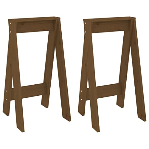 Generico kangqiling Hocker 2 Stück Braun Bernstein 40 x 40 x 75 cm Massivholz Kiefer Braun, 823672 von Generisch