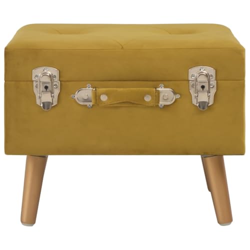 Generico kangqiling Hocker mit Stauraum 40 cm senfgelb aus Samt, gelb, 329252 von Generisch