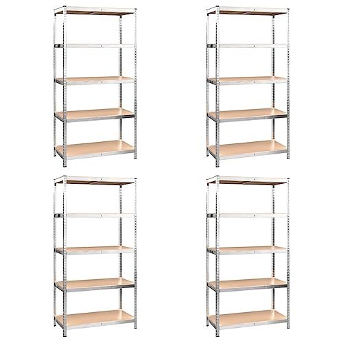 Generico kangqiling Regal 5 Böden 4 Stück Silber Stahl und mehrschichtiges Holz, Silber, 3154211 Generico kangqiling Regal 5 Böden 4 Stück Silber Stahl und mehrschichtiges Holz, Silber, 3154211 von Generisch