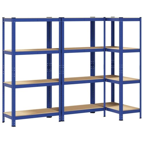 Generico kangqiling Regale 4 Schichten 3 Stück Blau Stahl Holz Mehrschichtig Blau, 3307580 von Generisch