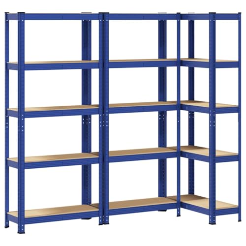 Generico kangqiling Regale 5 Schichten 3 Stück Blau Stahl Holz Mehrschichtig Blau, 4016941 von Generisch