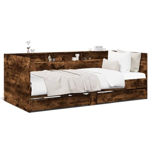 Generico kangqiling Schlafsofa mit Schubladen ohne Matratze Eiche Rauchgrau 90 x 200 cm, Braun, 3280850 von Generisch
